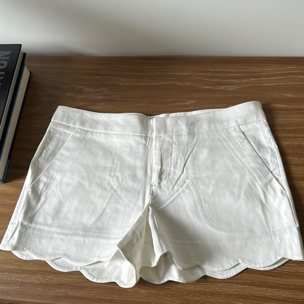 Club Monaco High Waist White Scalloped Shorts